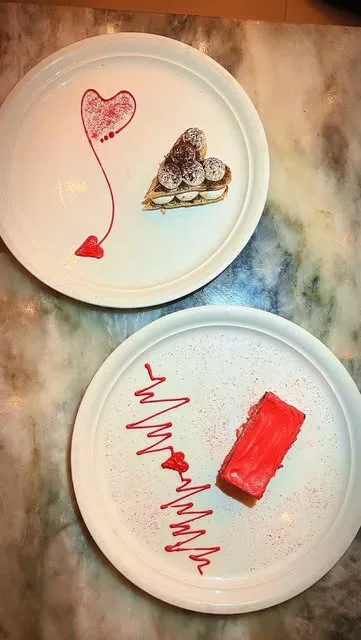 Desserts, plated with a signature